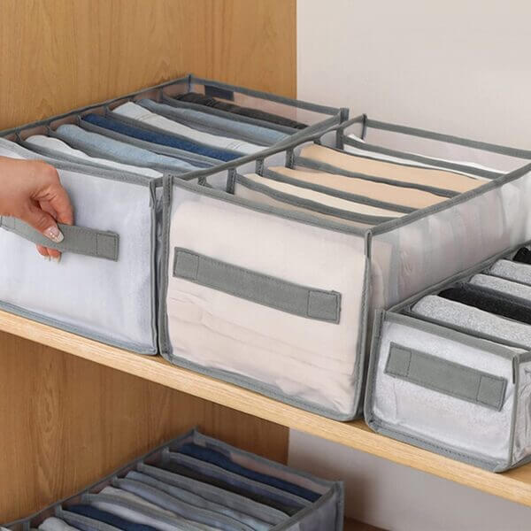Pack of 7 Clothes Drawer Organizer - Jeans Storage Box -Large Size Wardrobe Storage
