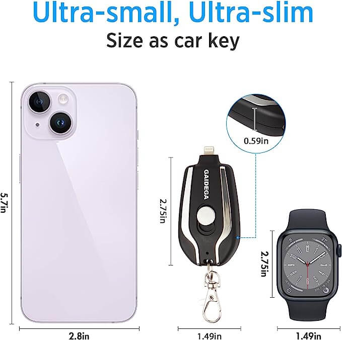 Portable Keychain Charger | 1500mAh Ultra Fast Charging Battery Pack  For Iphone and Android Devices