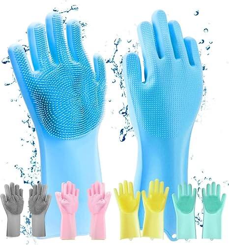 Silicone Full Finger Gloves Pack of 2 Sets (Random Colors)