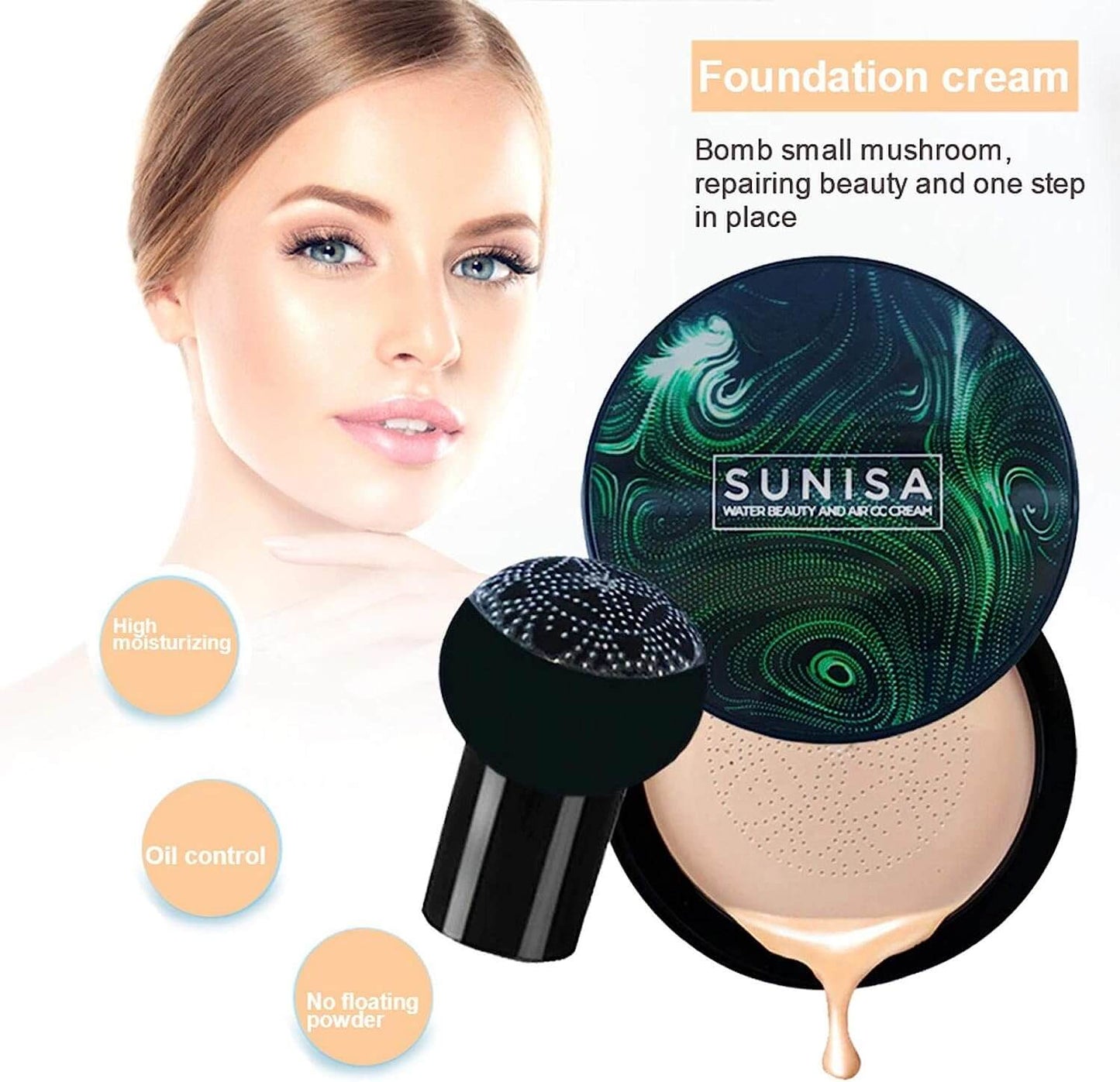 Sunisa Waterproof Foundation Base | Mushroom Head Air Cushion | Bb Cream Nude Liquid Foundations Cc Cream