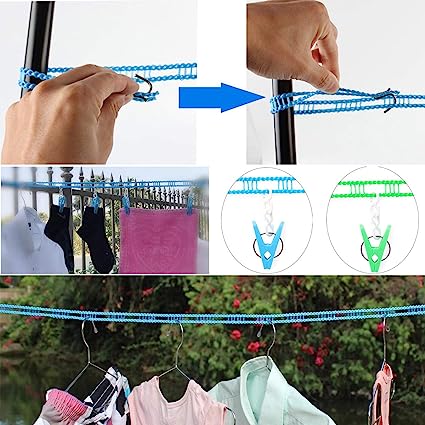 Imported Plastic Cloth Hanging Rope - Pack of 4 (5Meter Each Pack)