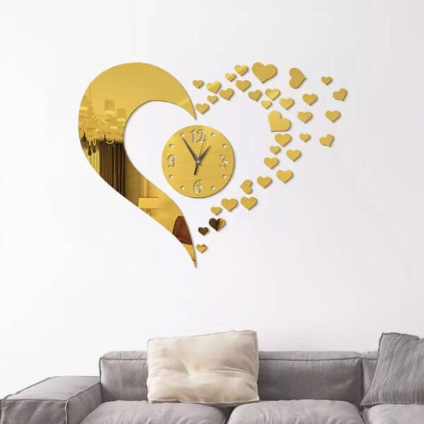Heart Shape Acrylic Wall Clock