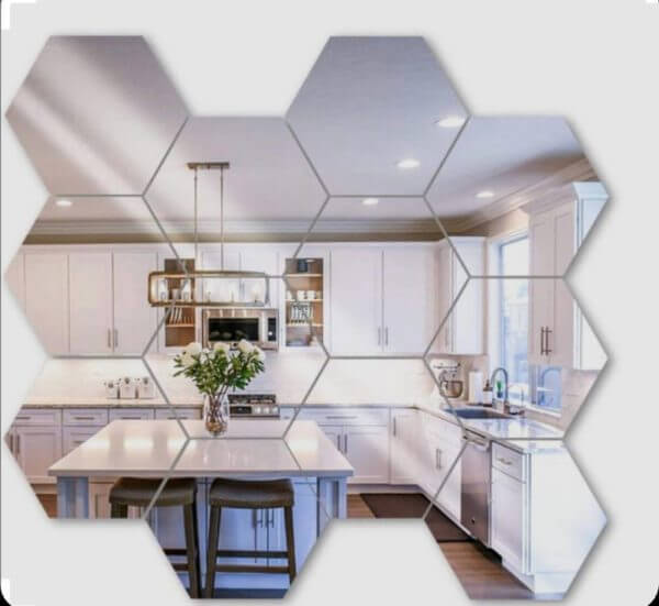 Hexagon Shape Acrylic Mirror Wall Stickers