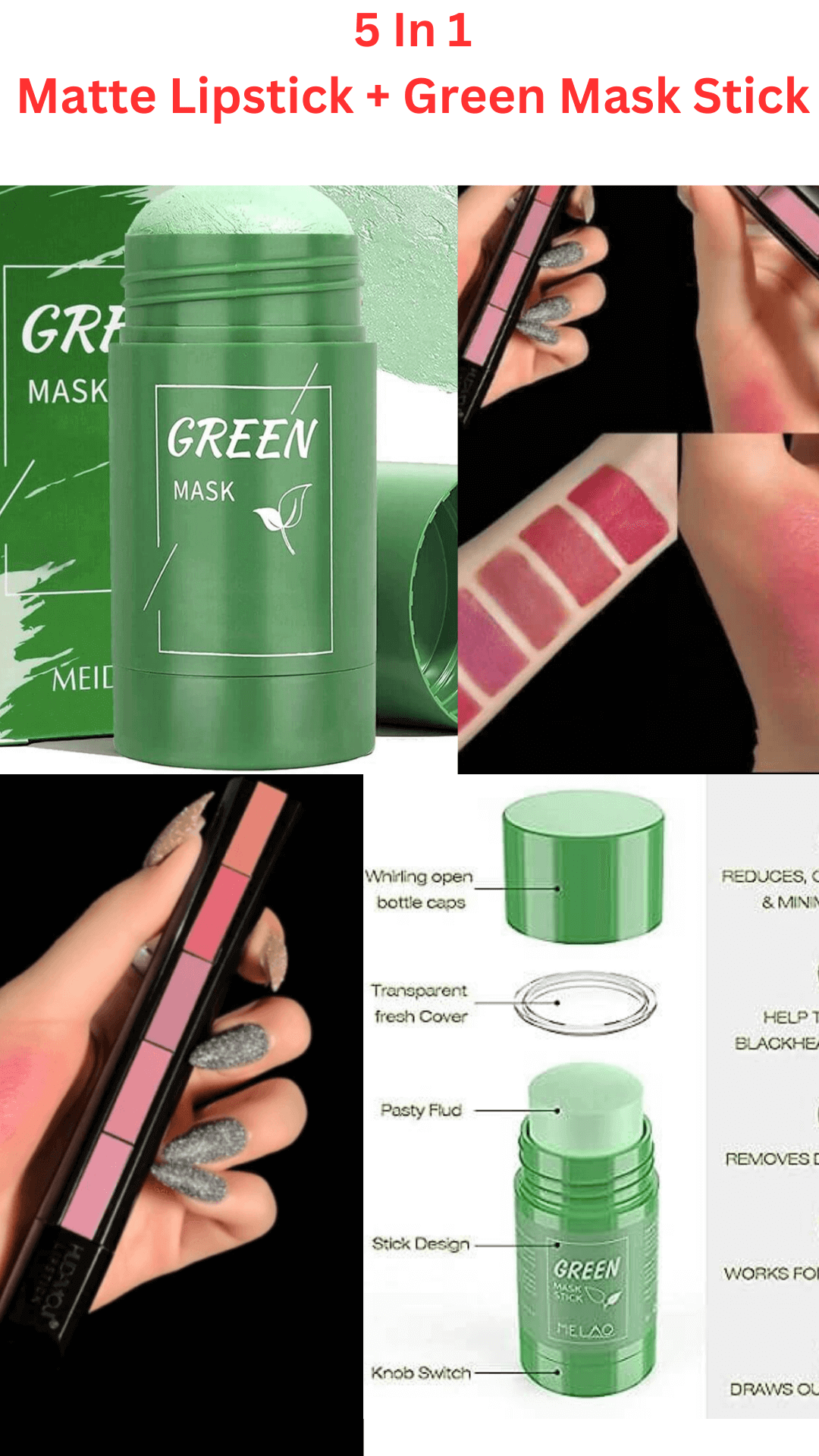 Green Mask Stick | Black Head Remover | Oil Control 100% Original