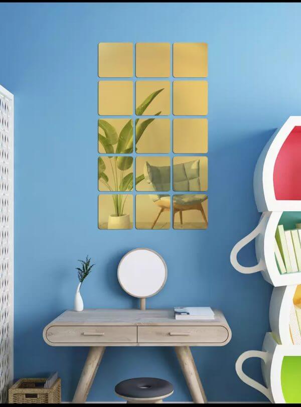 Square Shaped Acrylic Mirror Wall Stickers