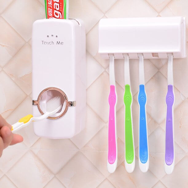 Toothpaste Dispenser - Automatic Toothpaste Squeezer & Holder Set