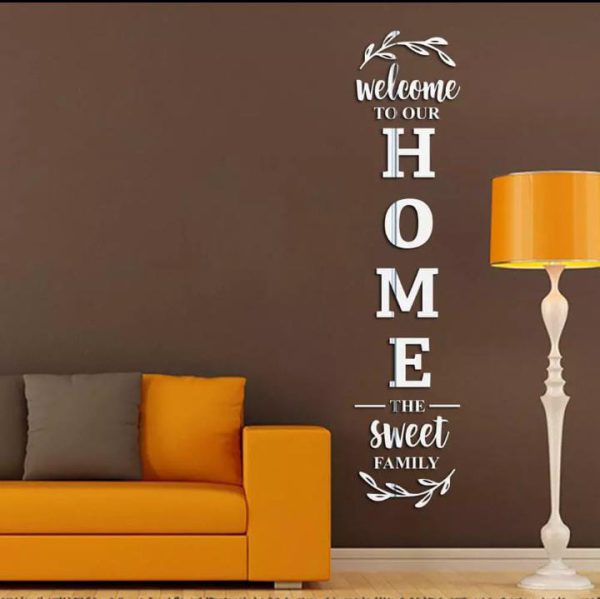 Welcome To Our Home The Sweet Family Mirror Quotes Wall Sticker Home Decor Living Room Acrylic Mirror Family Quotes Saying Decal (size 150**33cm)
