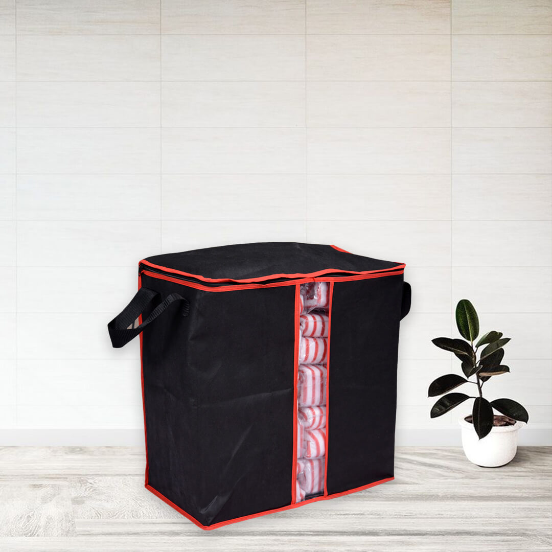 Pack of 6 Storage Bag Closet Organizer Cloth Storage Box For Wardrobe (black)