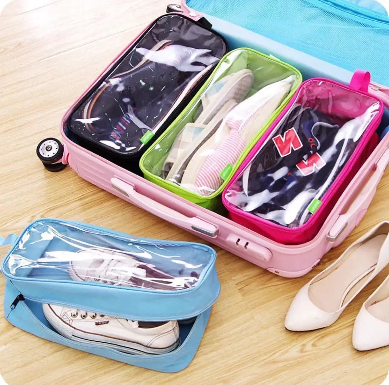 Pack Of 4 –Travel Shoes Organizer Storage Bag (random Color)
